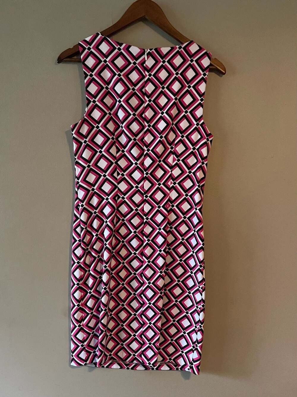 ALYX Pink Black White Geometric Diamond Print Sleeveless Sheath Dress Size 8